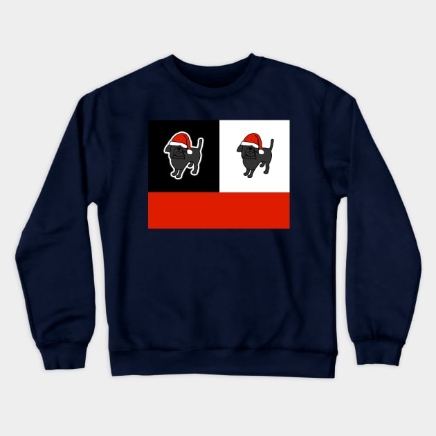 Santa Christmas Dogs on Red White and Black Crewneck Sweatshirt by ellenhenryart